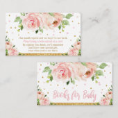 Roze Blush Bloemen Baby shower Meisje Bring a Book Informatiekaartje (Voorkant / Achterkant)