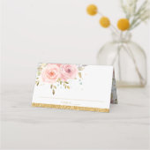Roze Blush Bloemen Baby shower Verjaardag Plaatskaartje (Voorkant)