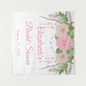 Roze Blush Bloemen Boho Chic Vrijgezellenfeest Tap Wandkleed (Voorkant (horizontaal))