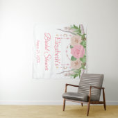 Roze Blush Bloemen Boho Chic Vrijgezellenfeest Tap Wandkleed (In Situ (horizontaal))