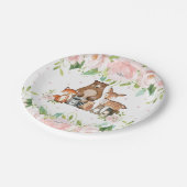 Roze Blush Bloemen Bos Dieren 1e Verjaardag Papieren Bordje (Gekanteld)