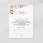Roze, Blush Bloemen Bruiloft Details Receptie Informatiekaartje (Voorkant)