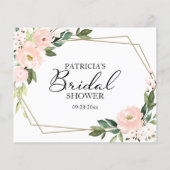 Roze Blush Bloemen Bruiloft Feest Advieskaarten (Achterkant)