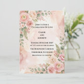 Roze Blush Bloemen Bruiloft Kaart (Staand voorkant)