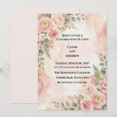 Roze Blush Bloemen Bruiloft Kaart (Voorkant / Achterkant)