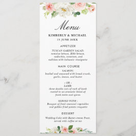 Roze Blush Bloemen Bruiloft Menu