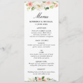Roze Blush Bloemen Bruiloft Menu (Voorkant)