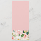 Roze Blush Bloemen Bruiloft Menu (Achterkant)