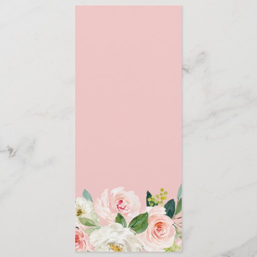 Roze Blush Bloemen Bruiloft Menu (Achterkant)