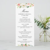 Roze Blush Bloemen Bruiloft Menu (Staand voorkant)