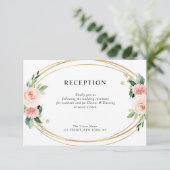 Roze Blush Bloemen Bruiloft Receptie Kaart (Staand voorkant)