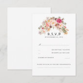 Roze Blush Bloemen Bruiloft RSVP Kaartje (Voorkant / Achterkant)