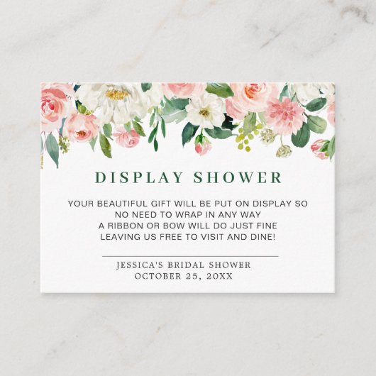 Roze Blush Bloemen Cadeau Bruid DISPLAY SHOWER Informatiekaartje (Voorkant)