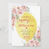 Roze Blush Bloemen Citroen Main Squeeze 1e Verjaar Kaart (Voorkant)