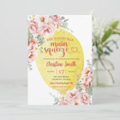 Roze Blush Bloemen Citroen Main Squeeze Vrijgezell Kaart (Staand voorkant)