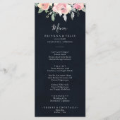 Roze Blush Bloemen Diner Menu (Voorkant)