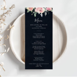 Roze Blush Bloemen Diner Menu