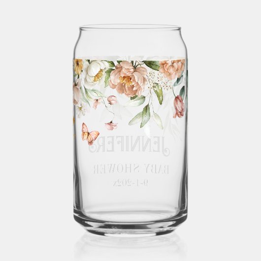 Roze Blush Bloemen Drop Special Mother-to-Be & Fam Blikvorm Glas (Achterkant)