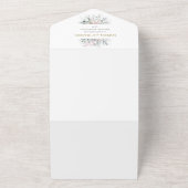 Roze Blush Bloemen Eucalyptus Botanische Huwelijk All In One Uitnodiging (Buitenkant)