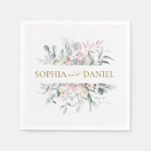 Roze Blush Bloemen Eucalyptus Botanische Huwelijk Servet (Voorkant)
