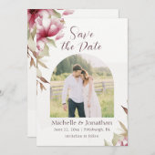 Roze Blush Bloemen Fotografie Bijbel Verse Bruilof Save The Date (Voorkant / Achterkant)