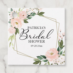 Roze Blush Bloemen Geometrische Bruidsdouche Bedankjes Labels