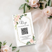 Roze Blush Bloemen Geometrische bruiloft QR RSVP Informatiekaartje