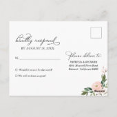 Roze Blush Bloemen Geometrische Bruiloft RSVP Briefkaart (Achterkant)