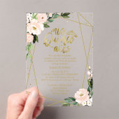 Roze Blush Bloemen Geometrische Quinceañera Acryl Uitnodigingen (Insitu (Draagbaar))