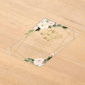 Roze Blush Bloemen Geometrische Quinceañera Acryl Uitnodigingen (Laagn)