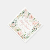 Roze Blush Bloemen Gepersonaliseerd Baby shower Servet (Hoek)