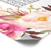 Roze Blush Bloemen gewei Trouwstoel Grafiek Poster (Hoek)