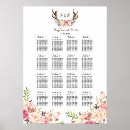 Roze Blush Bloemen gewei Trouwstoel Grafiek Poster
