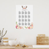 Roze Blush Bloemen gewei Trouwstoel Grafiek Poster (Keuken)