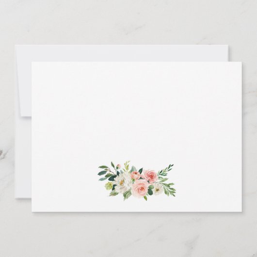 Roze Blush Bloemen Goud Bruiloft Dank u Bedankkaart (Achterkant)