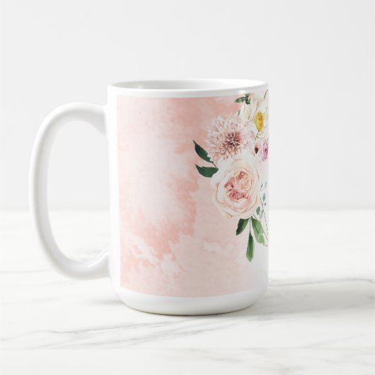 Roze Blush Bloemen Goud Geometrisch Monogram Koffiemok (Links)