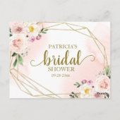 Roze Blush Bloemen Goud Geometrisch Waterverf Advi Briefkaart (Achterkant)