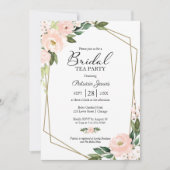 Roze Blush Bloemen Goud Geometrische Bruids Thee P Kaart (Voorkant)