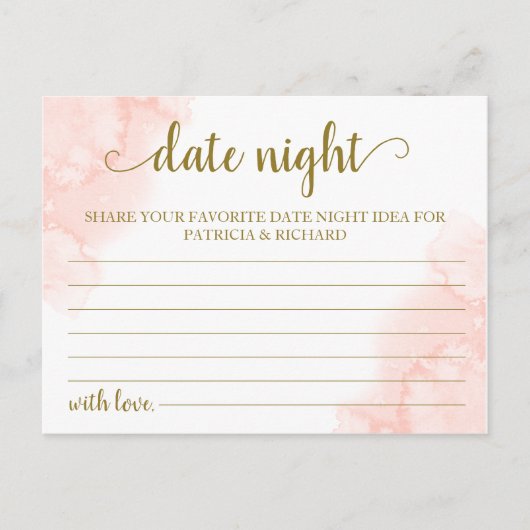 Roze Blush Bloemen Goud Geometrische Datum Nacht I Briefkaart (Voorkant)