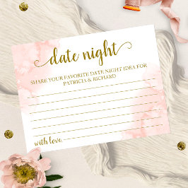 Roze Blush Bloemen Goud Geometrische Datum Nacht I Briefkaart