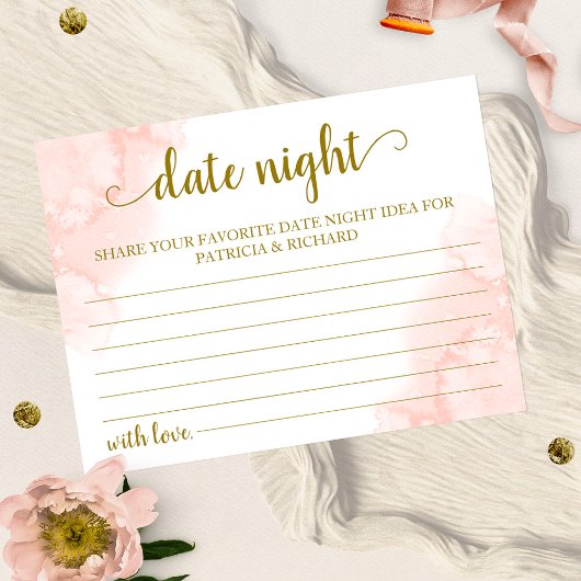 Roze Blush Bloemen Goud Geometrische Datum Nacht I Briefkaart