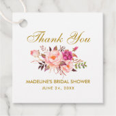 Roze Blush Bloemen Goud Vrijgezellenfeest Dank u Bedankjes Labels (Voorkant)