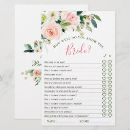 Roze Blush Bloemen Groene Bruiloftsshower Spel