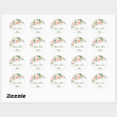 Roze Blush Bloemen Groene Florale Aanpassing Ronde Sticker (Vel)