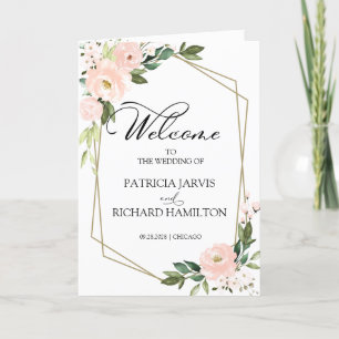 Roze Blush Bloemen Huwelijksceremonie Programma