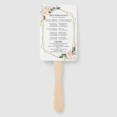Roze Blush Bloemen Huwelijksceremonie Programma Handwaaier (Achterkant)