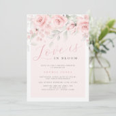 Roze Blush Bloemen Liefde is in Bloom Bruids Douch Kaart (Staand voorkant)