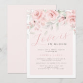 Roze Blush Bloemen Liefde is in Bloom Bruids Douch Kaart (Voorkant / Achterkant)