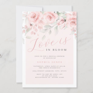 Roze Blush Bloemen Liefde is in Bloom Bruids Douch Kaart