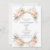 Roze Blush Bloemen Lijst Vrijgezellenfeest Kaart (Voorkant)